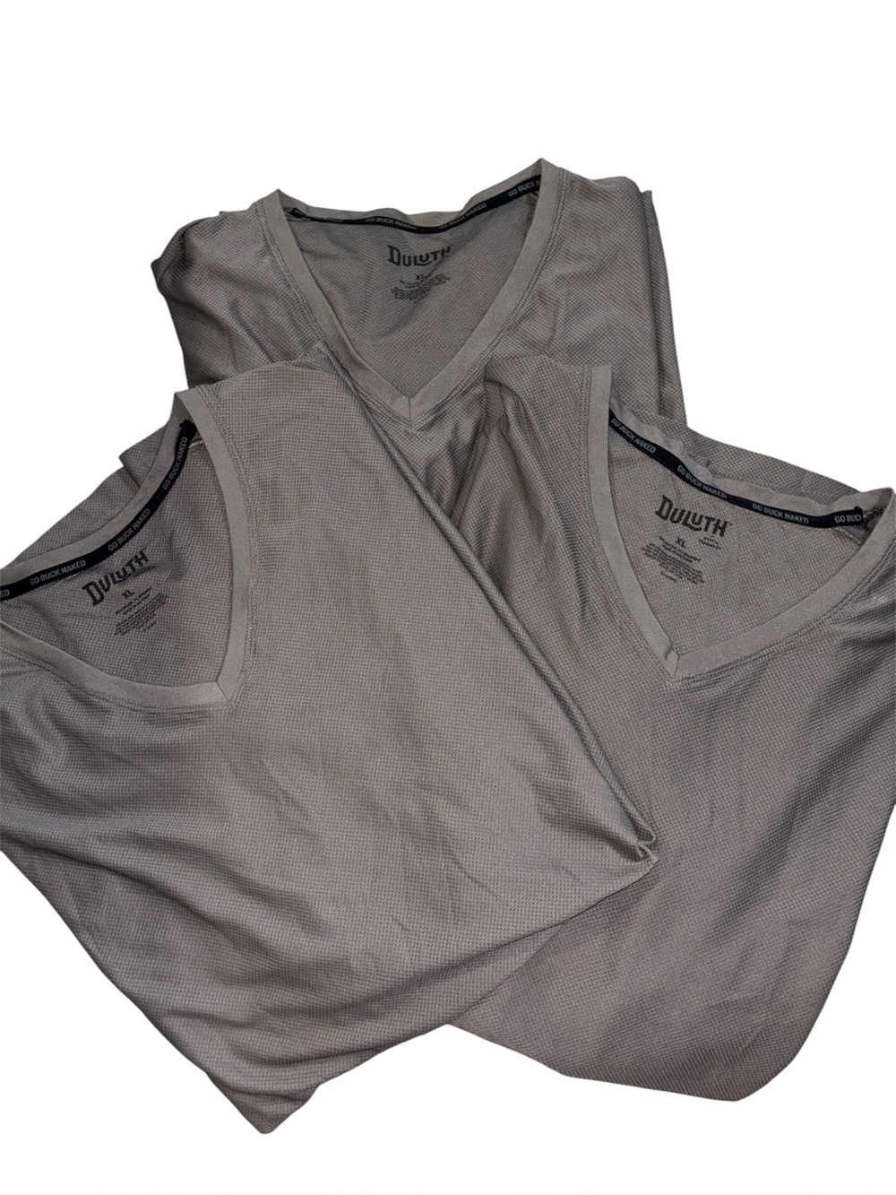 Bundle- Duluth Trading Co. Lightweight Thermal V-Neck Tee - Light Gray